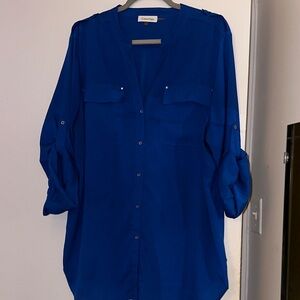 Calvin Klein Women's Royal Blue Button-Down Shirt